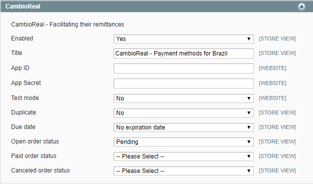 CambioReal Payment Method